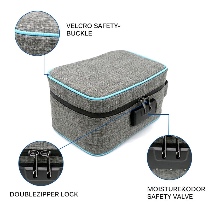 The "Spencer" Smell Proof Cigarette Smoking Stash Bag Tobacco Herbs Combination Lock Container Cigar Grinder Pipe Travel Box Digital Bag