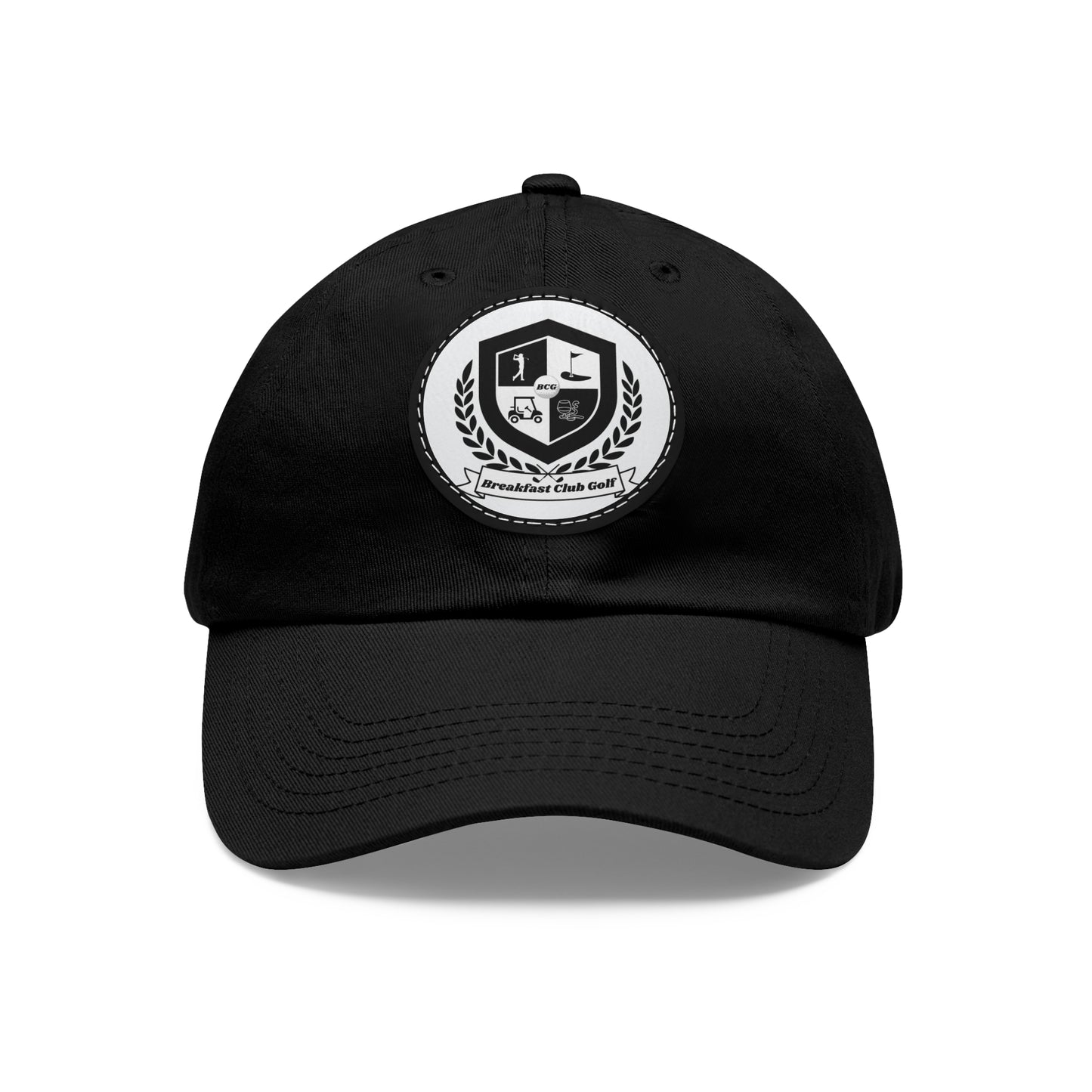 The Bennie "Black Tees" Collection Hat with Leather Patch black logo (Round)