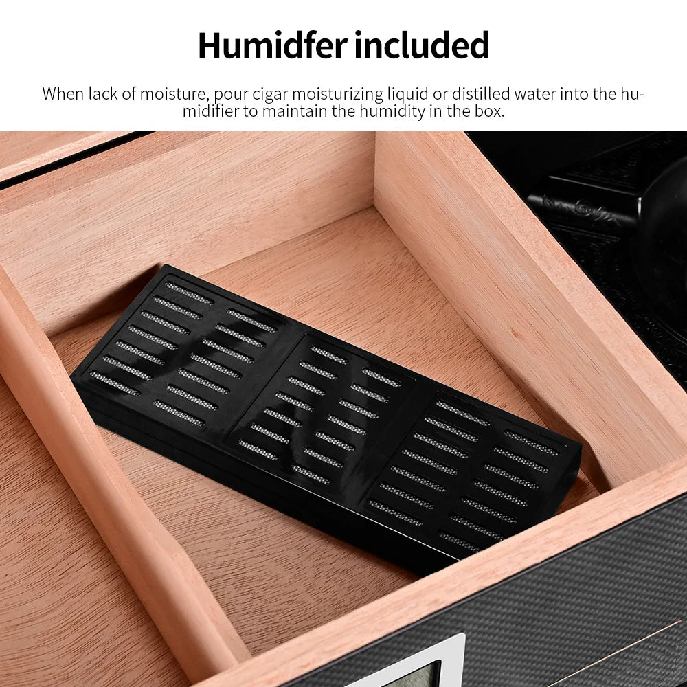Luxury Cigar Humidor Windproof Cedar Wood Cigar Humidor Box With Humidifier Hygrometer Moisturizing Cigars Portable Cabinet Case