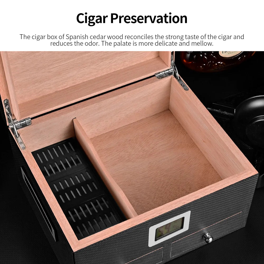 Luxury Cigar Humidor Windproof Cedar Wood Cigar Humidor Box With Humidifier Hygrometer Moisturizing Cigars Portable Cabinet Case