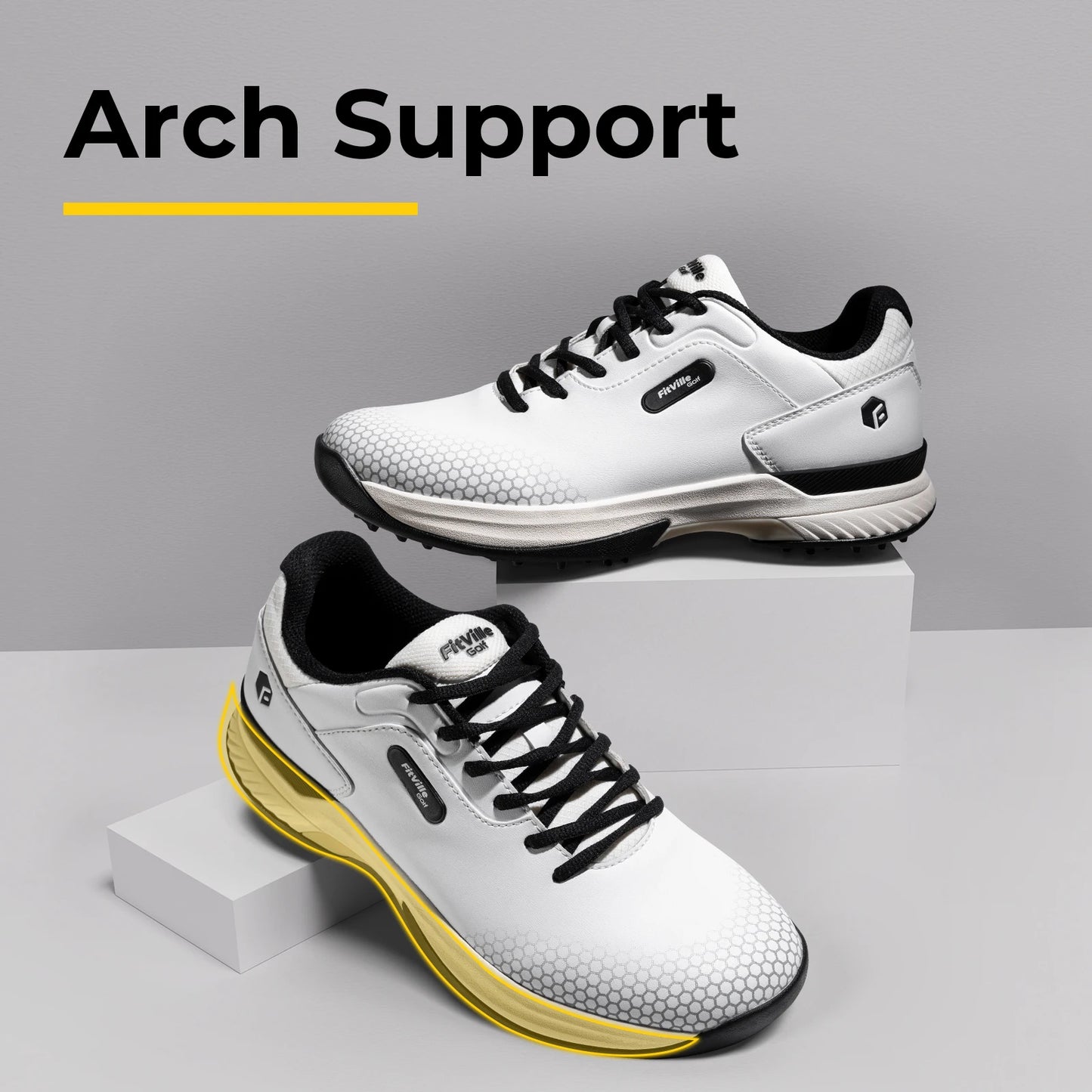 FitVille Wide Men's Golf Shoes Non-slip Wear-resistant Comfortable Sports Shoes for Swollen Feet Relieves Toe Pain