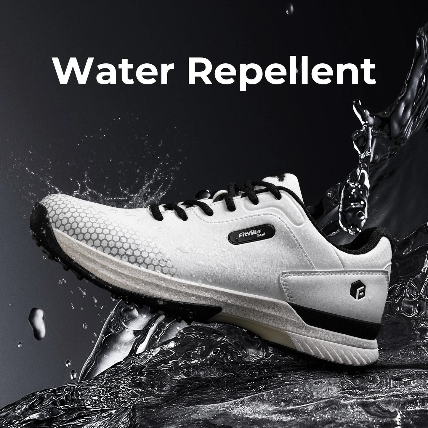 FitVille Wide Men's Golf Shoes Non-slip Wear-resistant Comfortable Sports Shoes for Swollen Feet Relieves Toe Pain