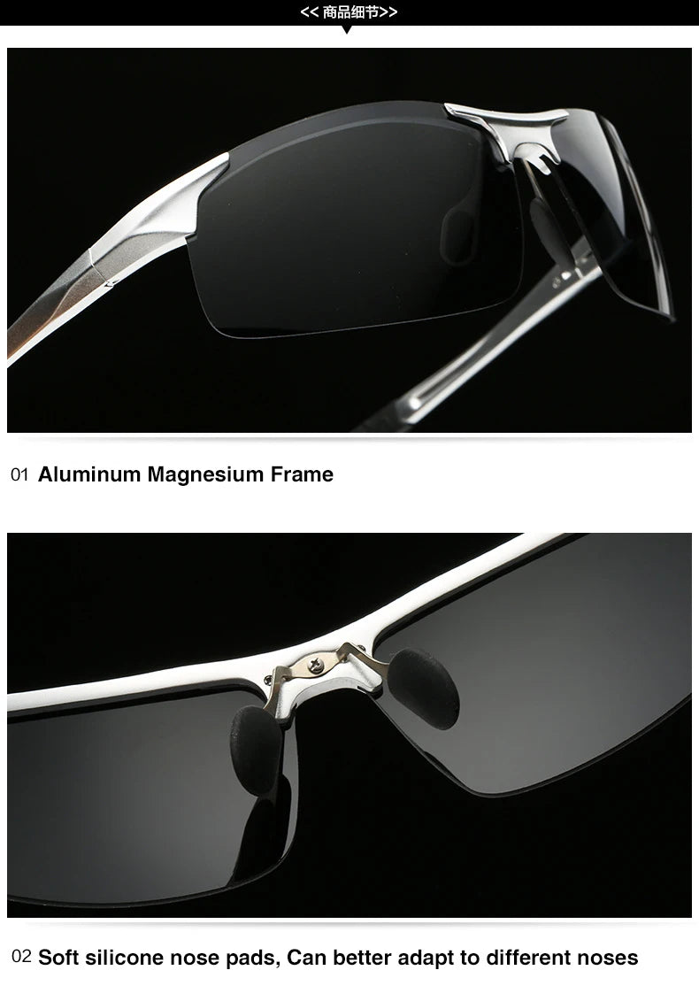 AORON Golf Polarized Sunglasses Men Aluminum Magnesium Frame Sport Sun Glasses UV400 Anti-Glare
