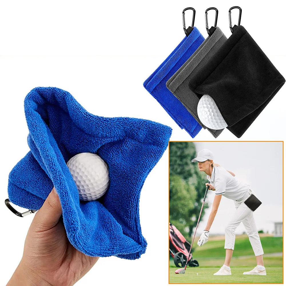 Clean your Balls !!   Golf Ball Cleaning Towel with Carabiner Hook
