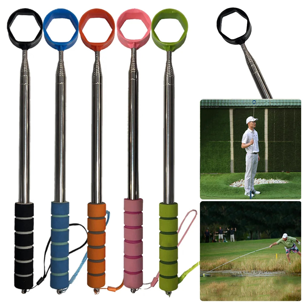 8+ FT Stainless Ball Retriever Telescopic Golf Ball Picker Non-Slip Handle Extendable Golf Ball Retriever