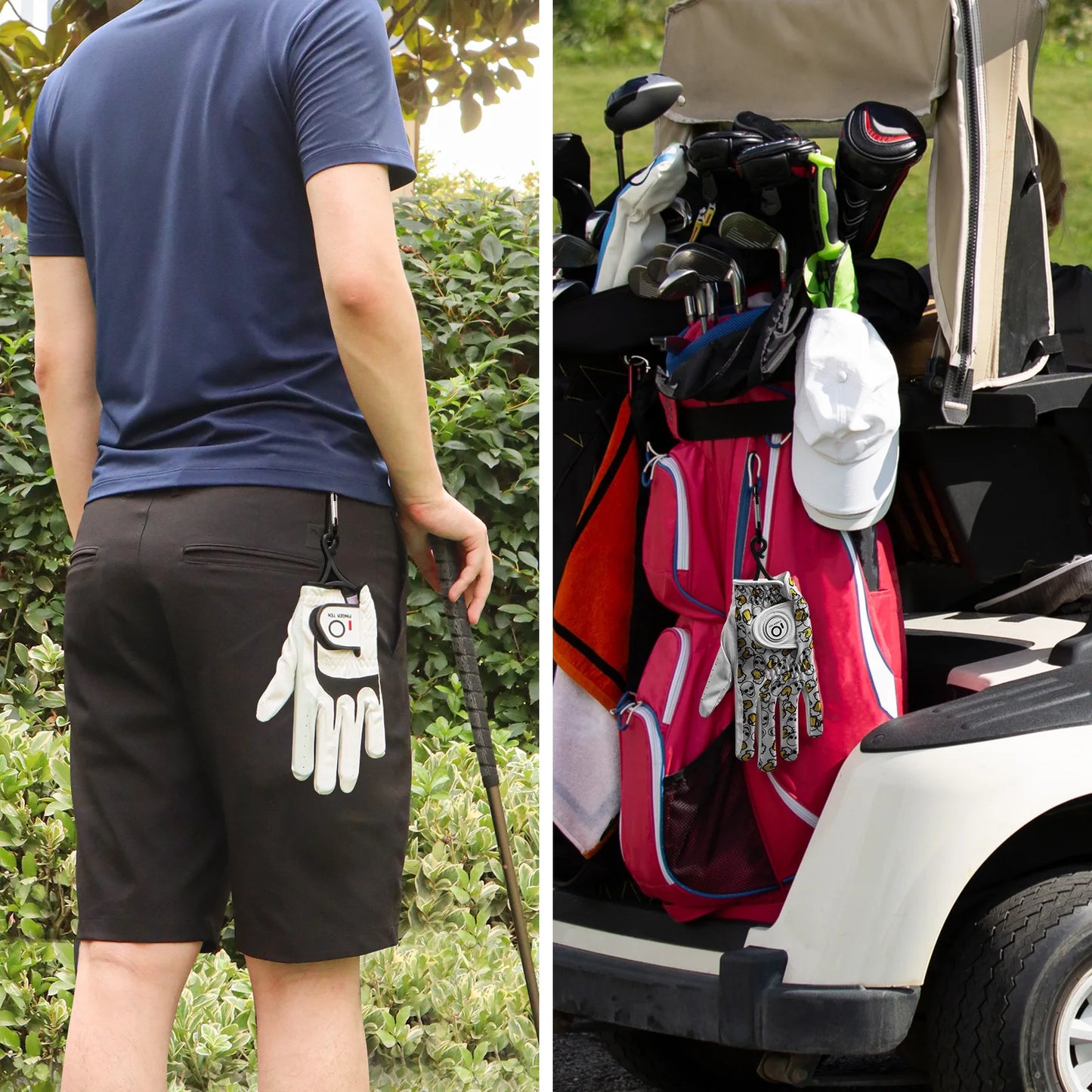 Golf Gloves Stretcher Universal with Carabiner Clip 1 Pack, Durable Glove Support Plastic Holder Hanger Keeper Dryer